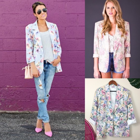 Jaclyn Smith Jackets & Blazers - Vintage Jaclyn Smith Floral Pastel blazer